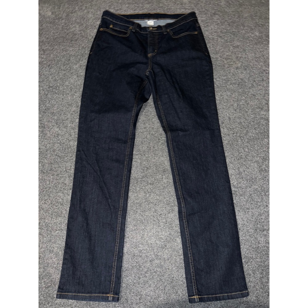 Duluth Trading Co Womens Dark Wash Straight Leg Jeans Size 8 x 31 Indigo Denim